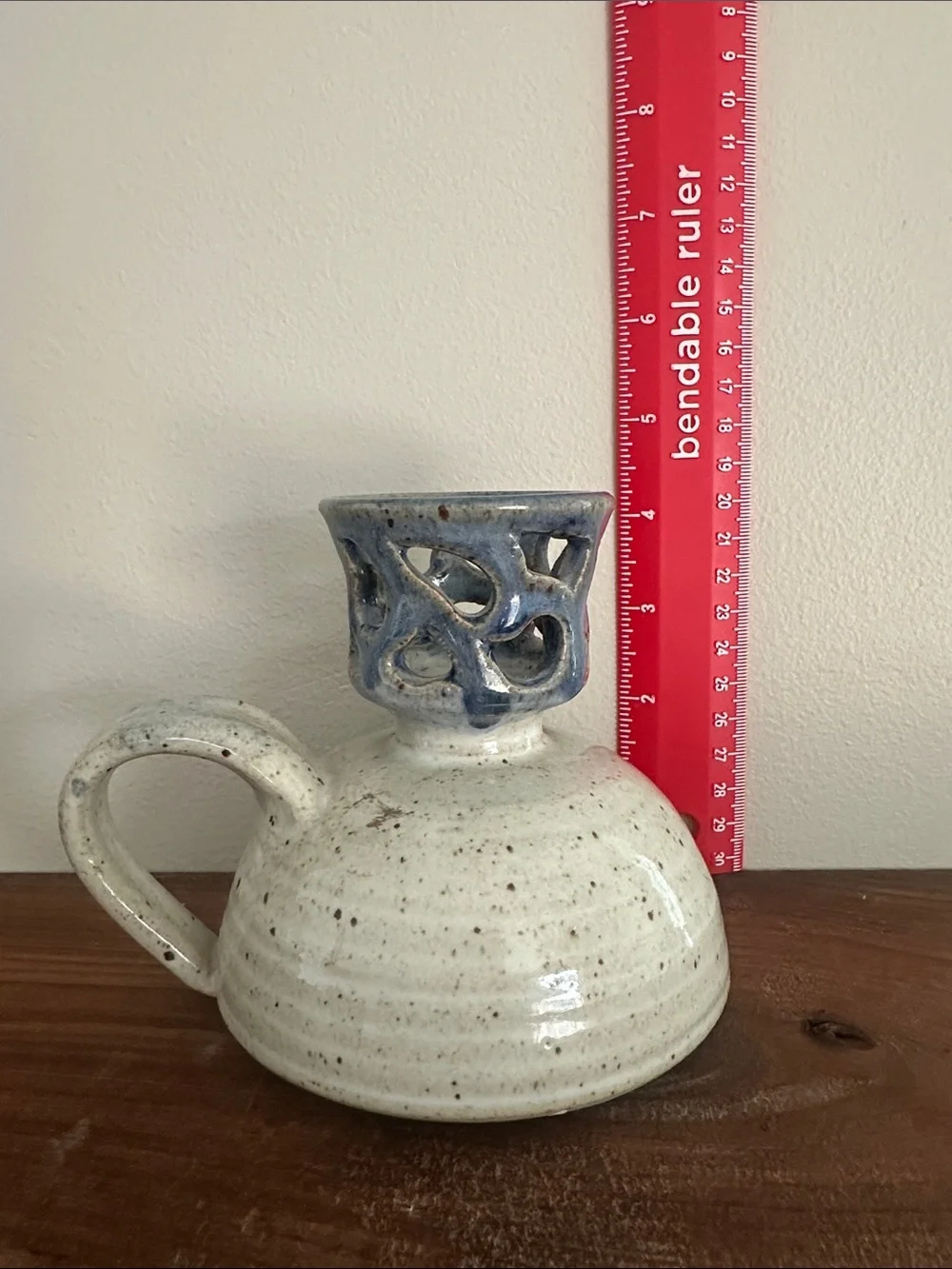 Vintage Korn Studios Art Pottery Candle Holder Lantern Speckled Glaze - Signed
